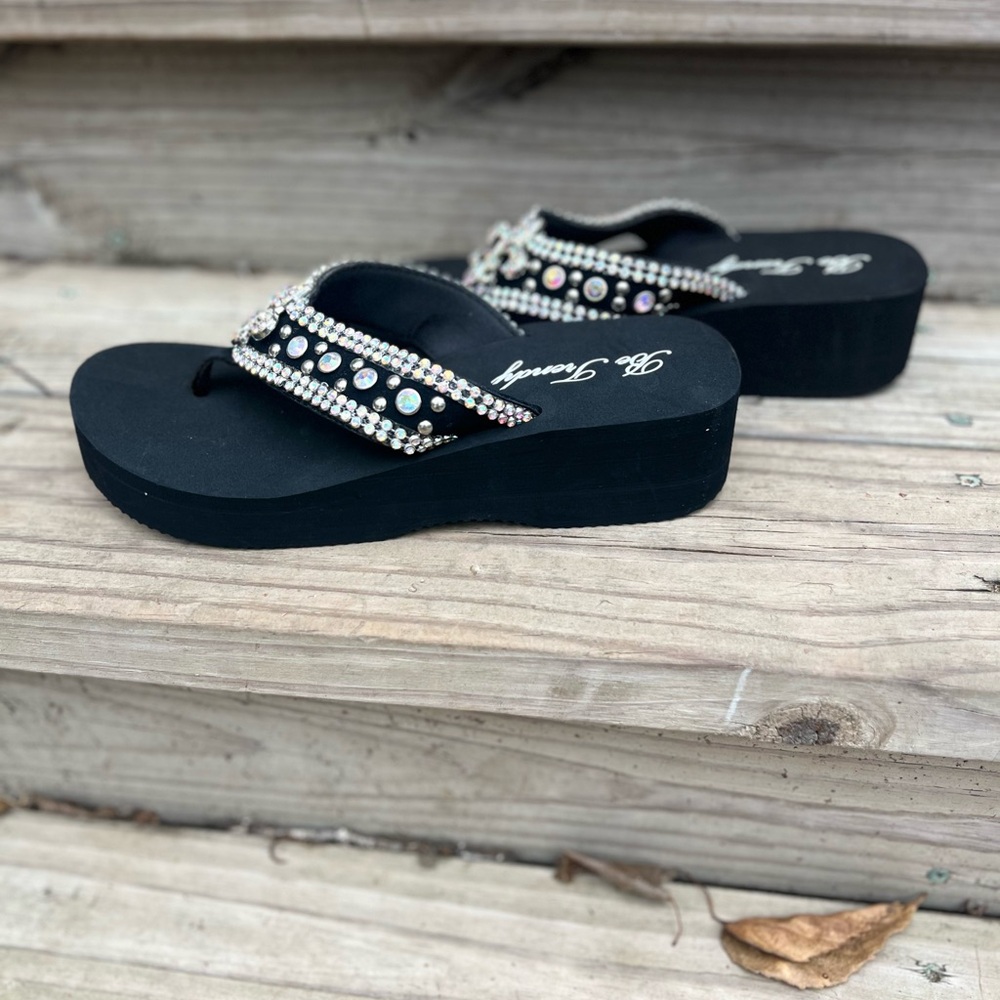Black Rhinestone Sandals - Picture 5 of 7